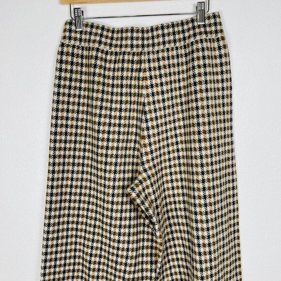Marled Size Large Yellow and Green Houndstooth Plaid Knit Wide Leg Pant - Picture 3 of 7